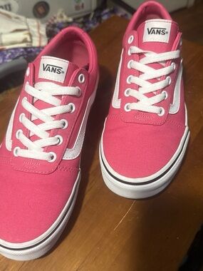Vans Pink Low-Top Canvas Sneakers with White Accents